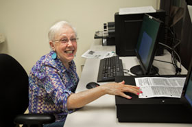 Senior Using Computer